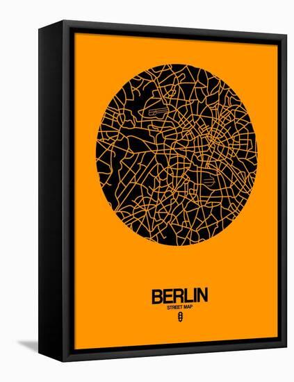 Berlin Street Map Yellow-NaxArt-Framed Stretched Canvas