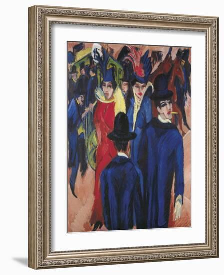 Berlin Street Scene, 1913-14-Ernst Ludwig Kirchner-Framed Premium Giclee Print