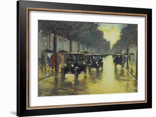 Berlin Street Scene with Cars in the Evening-Lesser Ury-Framed Giclee Print