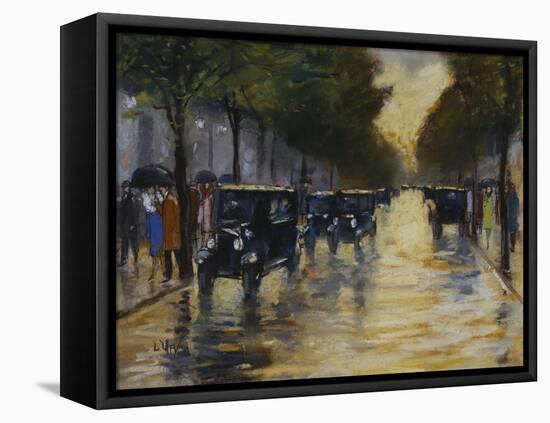 Berlin Streetscene in the Rain; Berliner Strassenszene in Regen-Lesser Ury-Framed Premier Image Canvas