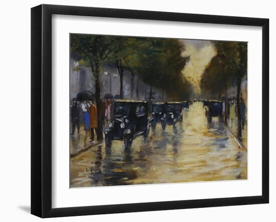 Berlin Streetscene in the Rain; Berliner Strassenszene in Regen-Lesser Ury-Framed Giclee Print