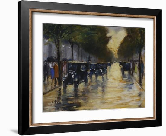 Berlin Streetscene in the Rain; Berliner Strassenszene in Regen-Lesser Ury-Framed Giclee Print