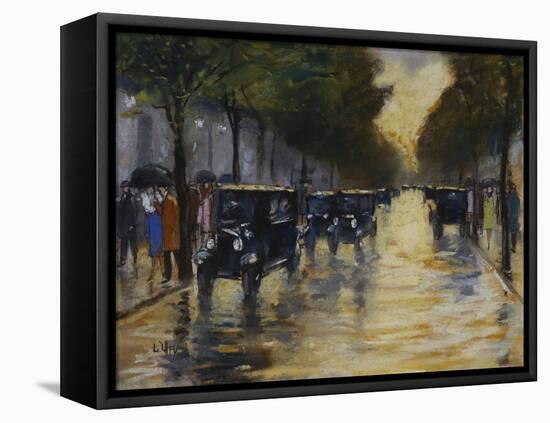 Berlin Streetscene in the Rain; Berliner Strassenszene in Regen-Lesser Ury-Framed Premier Image Canvas