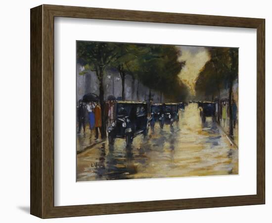 Berlin Streetscene in the Rain; Berliner Strassenszene in Regen-Lesser Ury-Framed Giclee Print