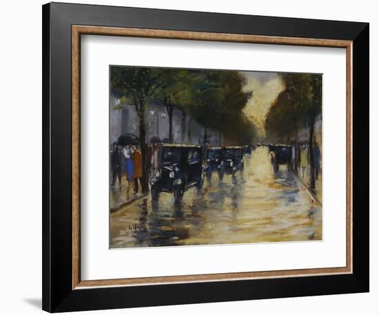 Berlin Streetscene in the Rain; Berliner Strassenszene in Regen-Lesser Ury-Framed Giclee Print