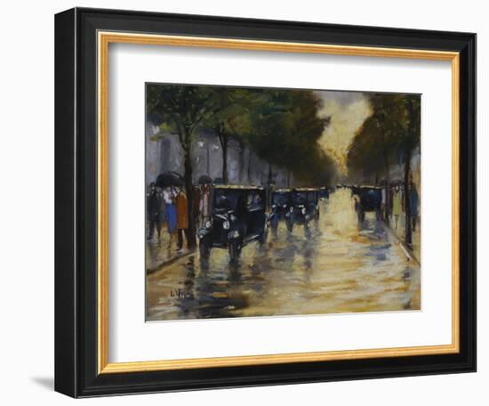 Berlin Streetscene in the Rain; Berliner Strassenszene in Regen-Lesser Ury-Framed Giclee Print