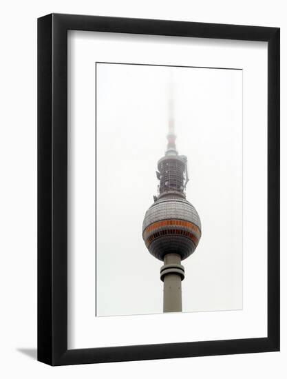 Berlin television tower in the morning fog, Alexanderplatz, Berlin, Germany-Michael Hartmann-Framed Photographic Print