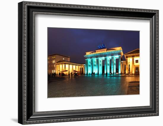 Berlin, the Brandenburg Gate, Night Photography-Catharina Lux-Framed Photographic Print