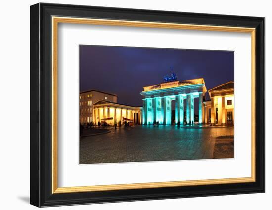 Berlin, the Brandenburg Gate, Night Photography-Catharina Lux-Framed Photographic Print