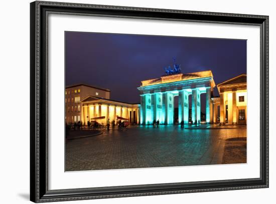 Berlin, the Brandenburg Gate, Night Photography-Catharina Lux-Framed Photographic Print