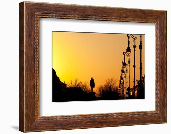 Berlin, Unter Den Linden, Equestrian Statue Frederick the Great, Silhouette, Backlight-Catharina Lux-Framed Photographic Print