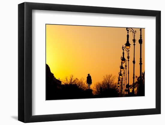 Berlin, Unter Den Linden, Equestrian Statue Frederick the Great, Silhouette, Backlight-Catharina Lux-Framed Photographic Print