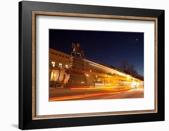 Berlin, Unter Den Linden, Monument Frederick the Great, Night Photography-Catharina Lux-Framed Photographic Print