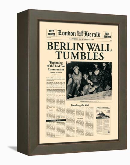 Berlin Wall Tumbles-The Vintage Collection-Framed Stretched Canvas