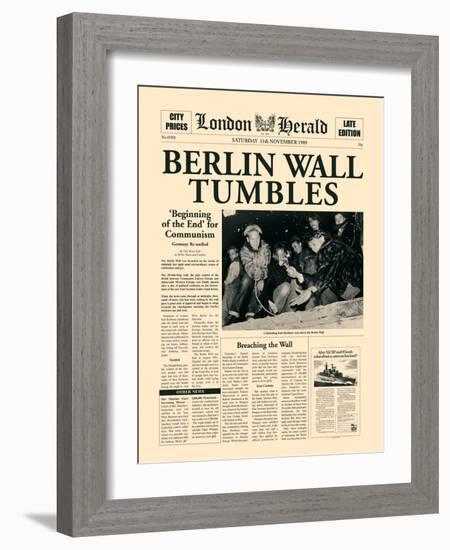 Berlin Wall Tumbles-The Vintage Collection-Framed Art Print