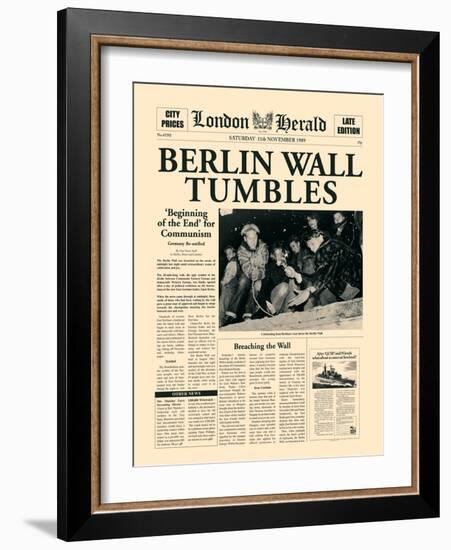 Berlin Wall Tumbles-The Vintage Collection-Framed Art Print