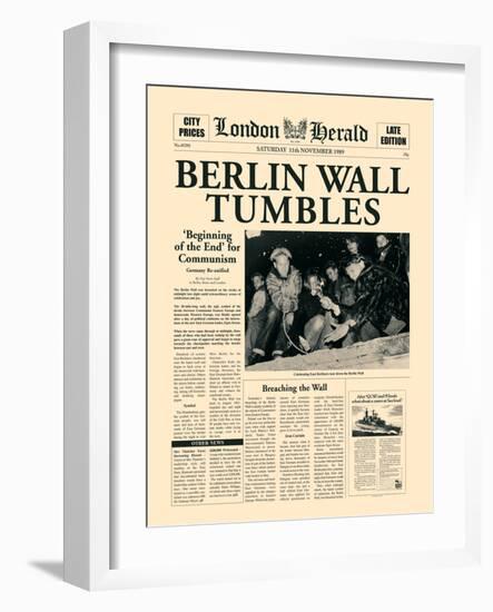 Berlin Wall Tumbles-The Vintage Collection-Framed Art Print