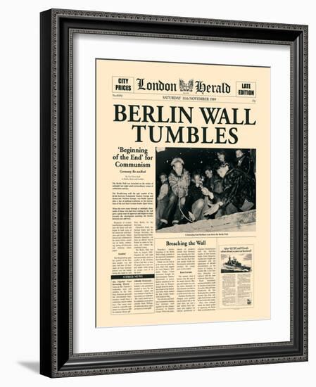 Berlin Wall Tumbles-The Vintage Collection-Framed Art Print