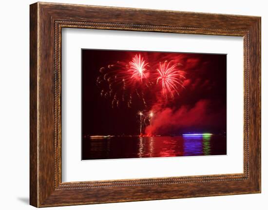 Berlin, Wannsee, Beach Swimming Area, Fireworks-Catharina Lux-Framed Photographic Print