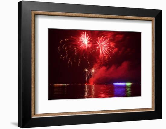 Berlin, Wannsee, Beach Swimming Area, Fireworks-Catharina Lux-Framed Photographic Print