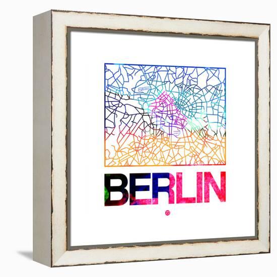 Berlin Watercolor Street Map-NaxArt-Framed Stretched Canvas