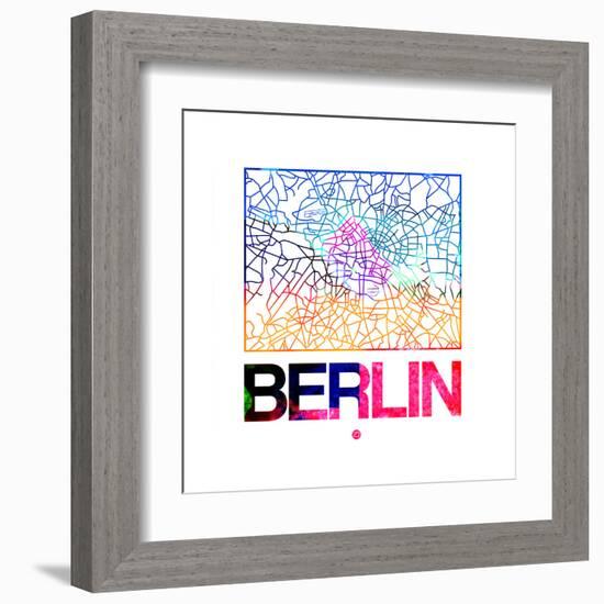 Berlin Watercolor Street Map-NaxArt-Framed Art Print