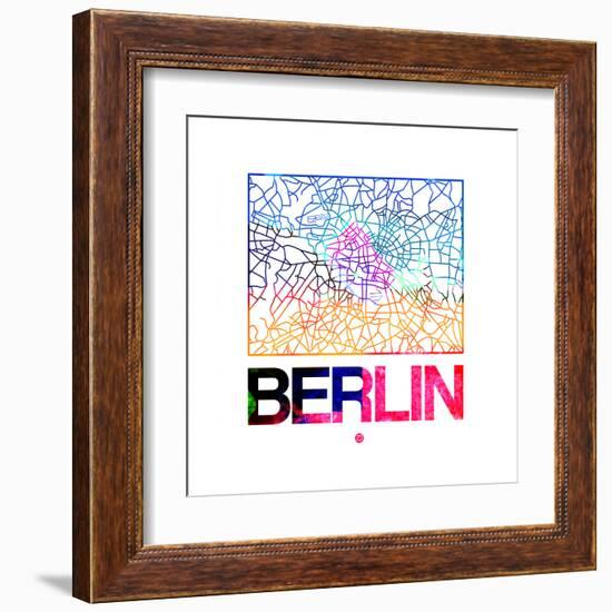 Berlin Watercolor Street Map-NaxArt-Framed Art Print