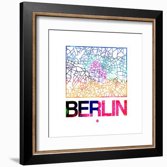 Berlin Watercolor Street Map-NaxArt-Framed Art Print