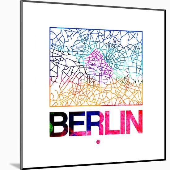 Berlin Watercolor Street Map-NaxArt-Mounted Art Print