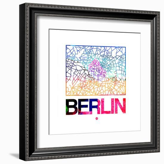 Berlin Watercolor Street Map-NaxArt-Framed Art Print