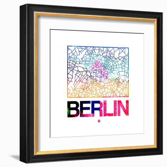 Berlin Watercolor Street Map-NaxArt-Framed Art Print