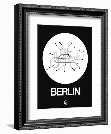 Berlin White Subway Map-NaxArt-Framed Art Print