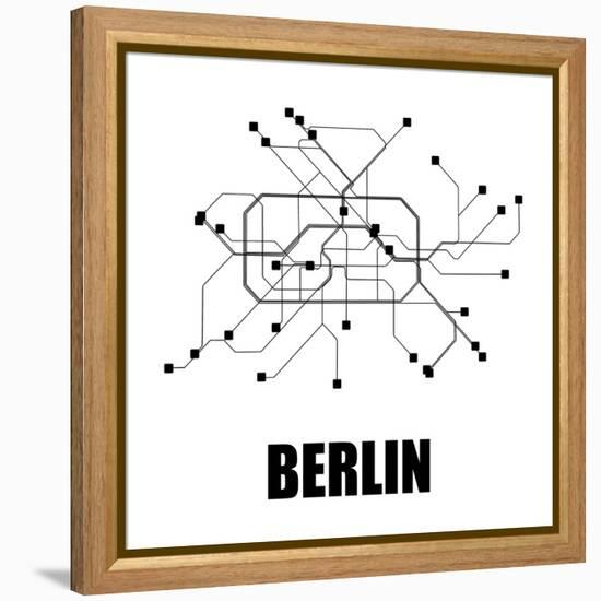 Berlin White Subway Map-null-Framed Stretched Canvas