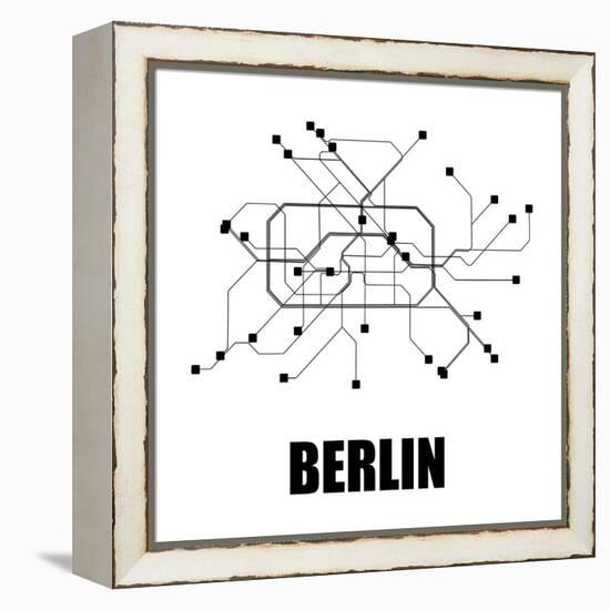 Berlin White Subway Map-null-Framed Stretched Canvas