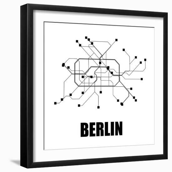 Berlin White Subway Map-null-Framed Art Print