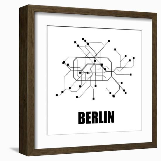 Berlin White Subway Map-null-Framed Art Print