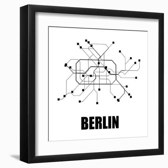 Berlin White Subway Map-null-Framed Art Print