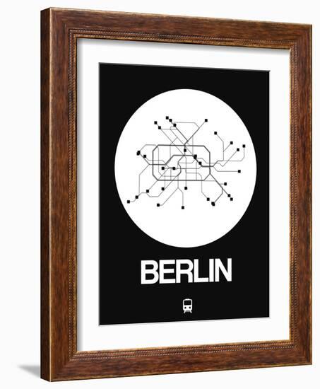 Berlin White Subway Map-NaxArt-Framed Art Print