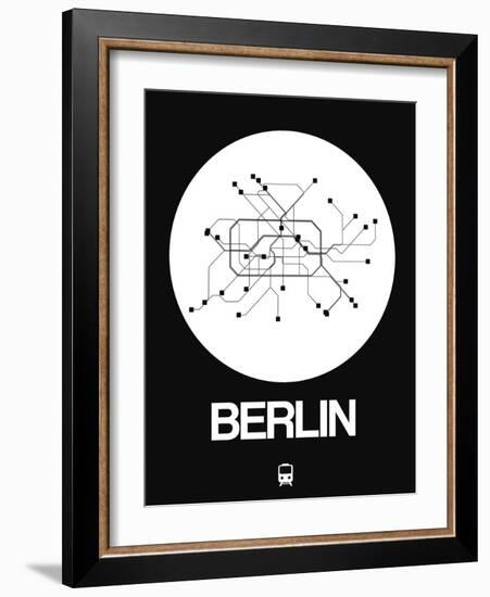 Berlin White Subway Map-NaxArt-Framed Art Print