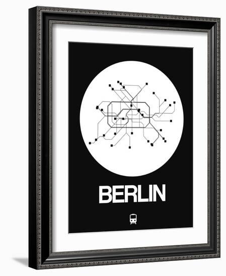 Berlin White Subway Map-NaxArt-Framed Art Print