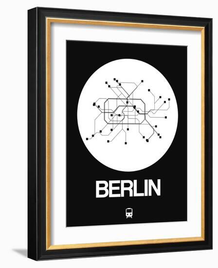 Berlin White Subway Map-NaxArt-Framed Art Print