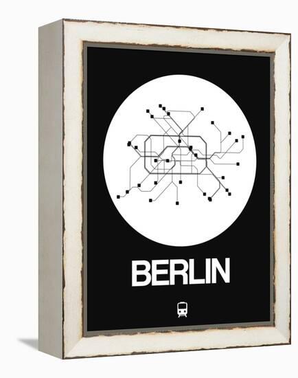 Berlin White Subway Map-NaxArt-Framed Stretched Canvas