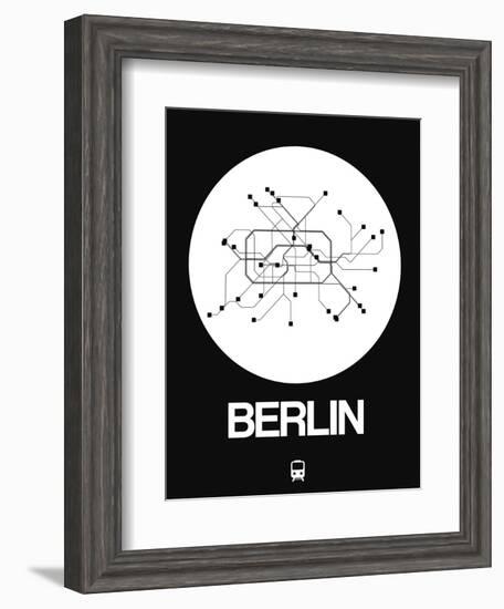 Berlin White Subway Map-NaxArt-Framed Art Print