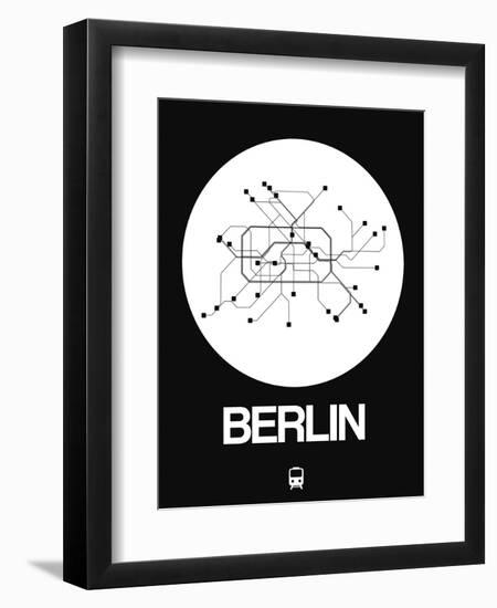 Berlin White Subway Map-NaxArt-Framed Art Print