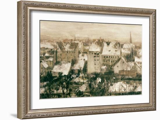 Berliner Hinterhaeuser Im Schnee-Adolph von Menzel-Framed Giclee Print