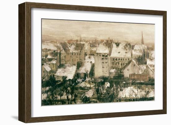 Berliner Hinterhaeuser Im Schnee-Adolph von Menzel-Framed Giclee Print