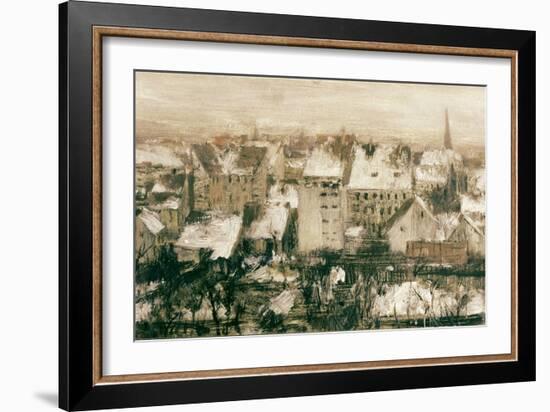 Berliner Hinterhaeuser Im Schnee-Adolph von Menzel-Framed Giclee Print