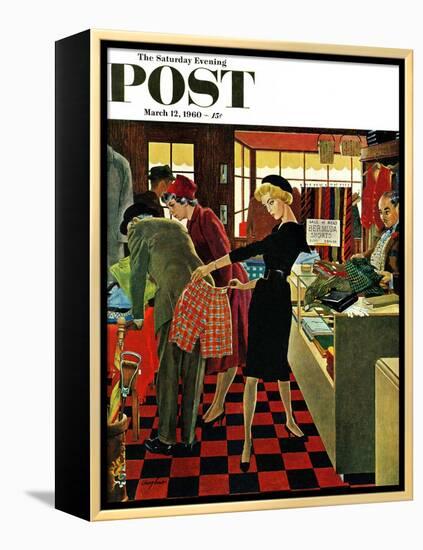 "Bermuda Shorts," Saturday Evening Post Cover, March 12, 1960-George Hughes-Framed Premier Image Canvas
