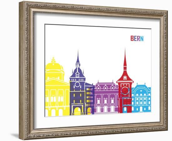 Bern Skyline Pop-paulrommer-Framed Art Print