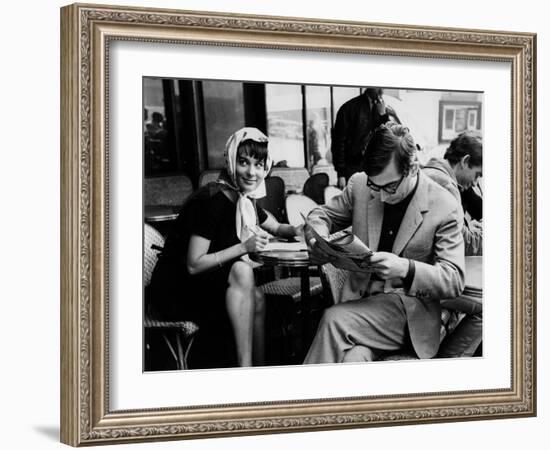 Bernadette Lafont and Claude Chabrol sur le tournage du film Les Godelureaux by ClaudeChabrol, 1961-null-Framed Photo